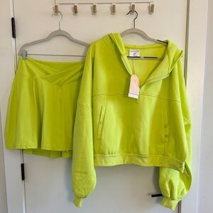 Brand New Blogilates Bright Green Hoodie and Skirt Set